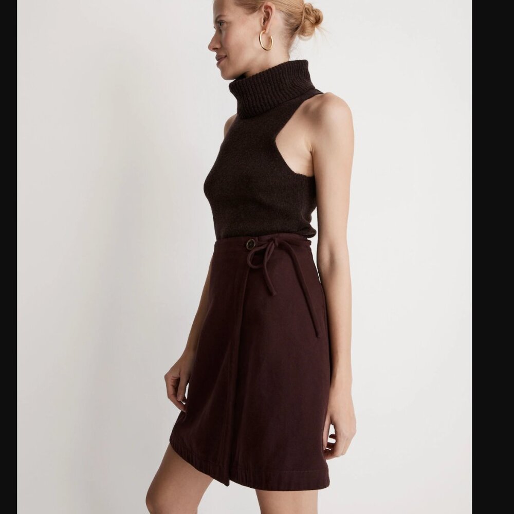 Madewell Moleskin Side-Tie Mini Skirt in Chocolate Size 8 - Picture 3 of 8